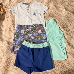Toddler Sea Life Shorts & Tee Set - Light Blue, Aqua, Navy